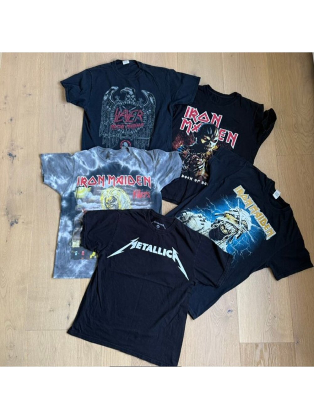 Vintage Band T-Shirt Bundle 5-Pack Metallica, Iron Maiden  and Slayer - Medium